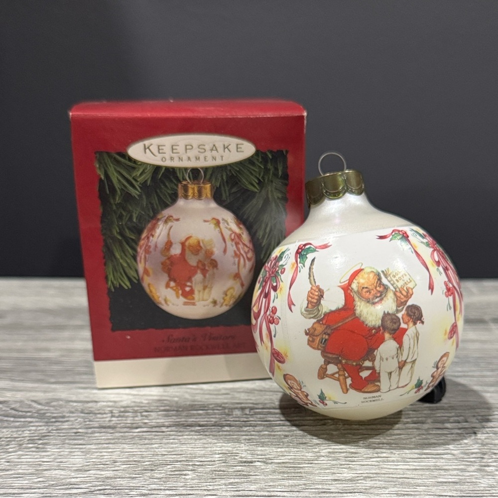 Hallmark | Norman Rockwell Art: “Santa’s Visitors” (1995) - Glass Bulb Ornament